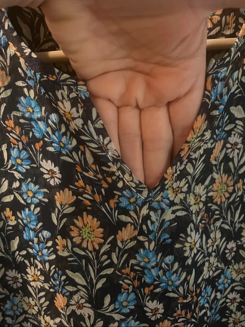 Christina B Navy Floral tank top with Blue and Peach Flowers - Picture 4 of 7